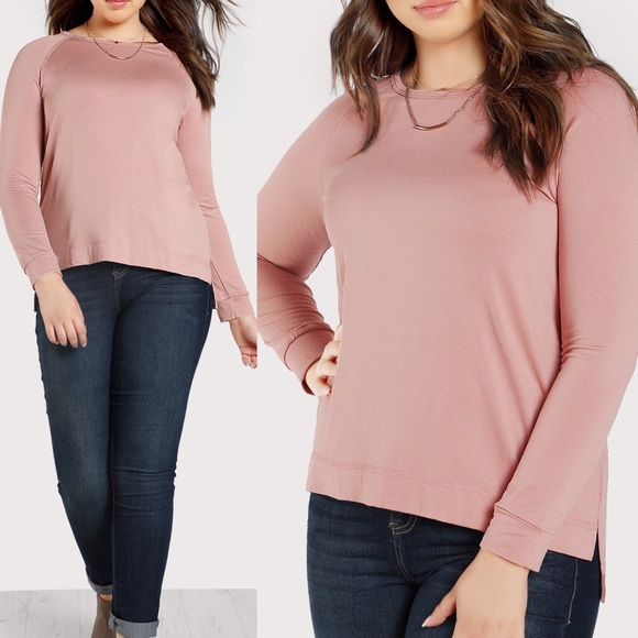 ➕🆕🌹Pink long sleeve high low hem shirt - Picture 4 of 7